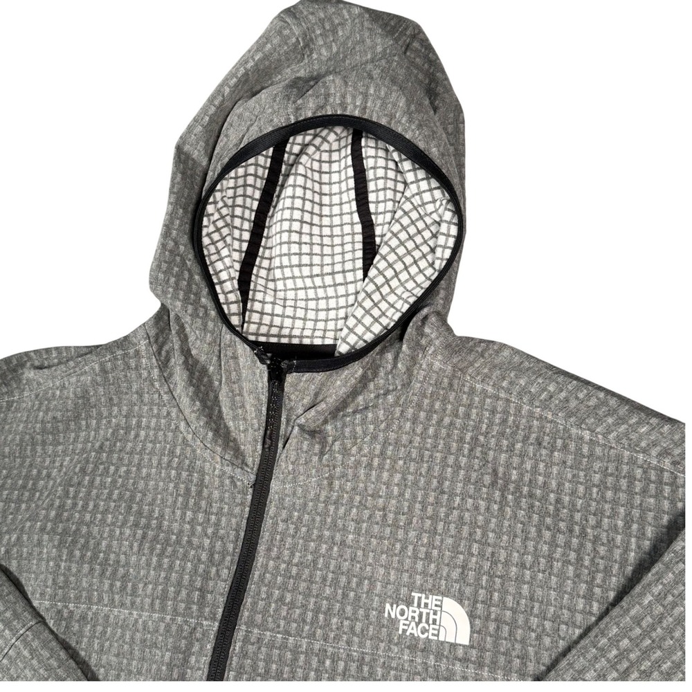The North Face Mens XL Grey FlashDry Waffle Grid Full Zip Hooded Jacket NF0A84EZ